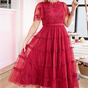 Ivy City Co Anastasia Elegant Red Embellished Dress